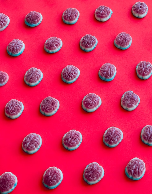 Small brain-shaped Halloween sweets