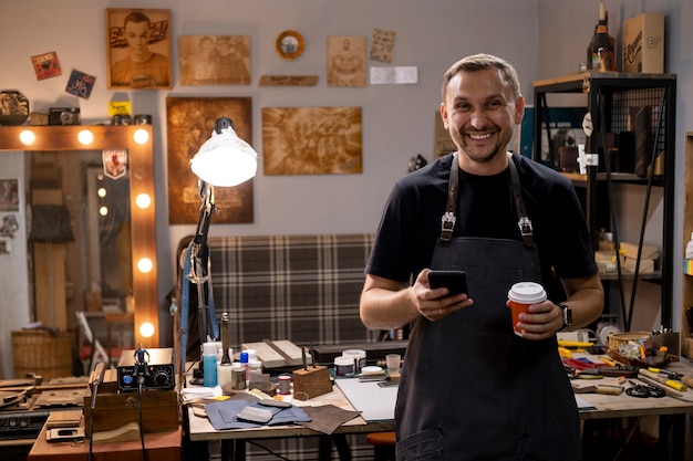 Small business manager in his workshop