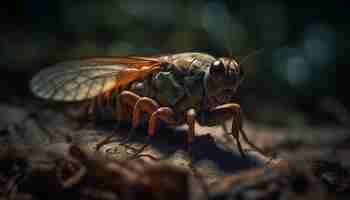 Free photo small fly yellow wing and antenna in focus generated by ai