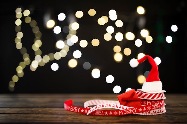 Small hat on Christmas ribbons