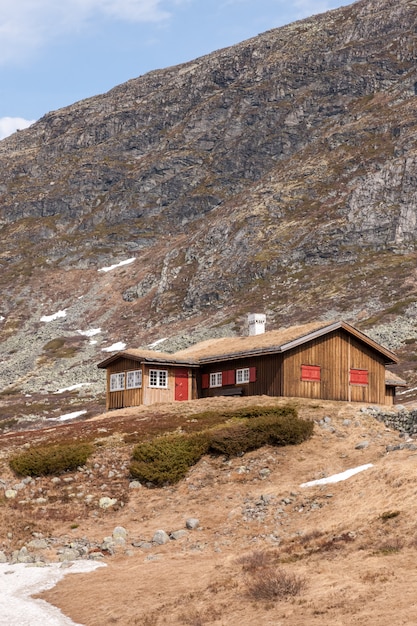 Small houses in Norway mountain.