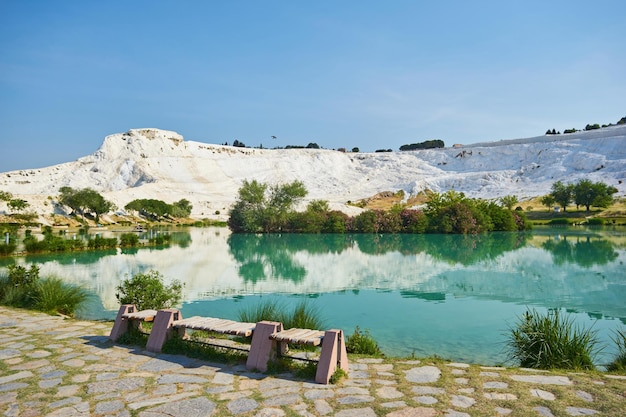 Free photo the small lake in pamukkale