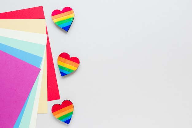 Small rainbow hearts with colored paper 