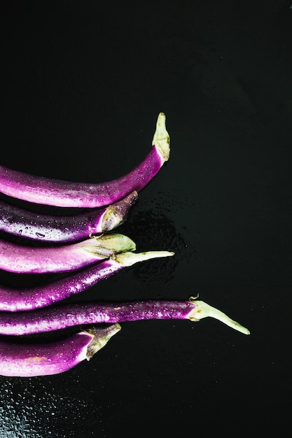 Small and thin eggplants