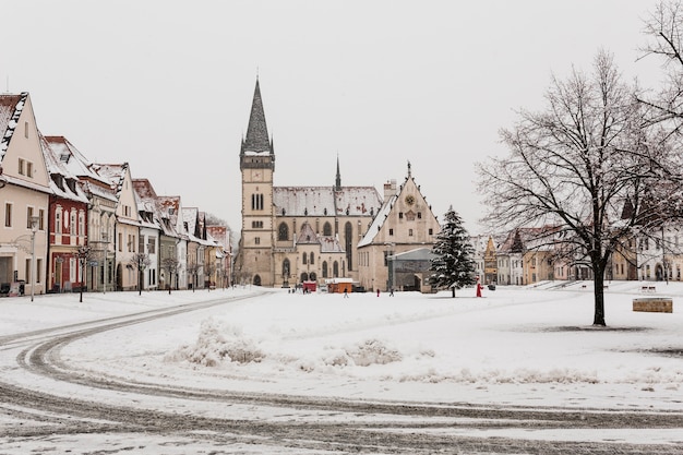 Small town in snow