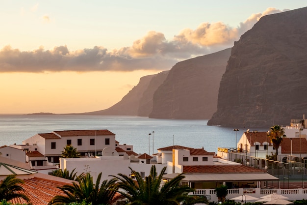 Small village by the stone cliffs