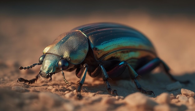 Free photo small weevil crawling on green leaf outdoors generated by ai