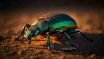 Foto gratuita piccolo tonchio che striscia su una foglia verde all'aperto generato dall'intelligenza artificiale