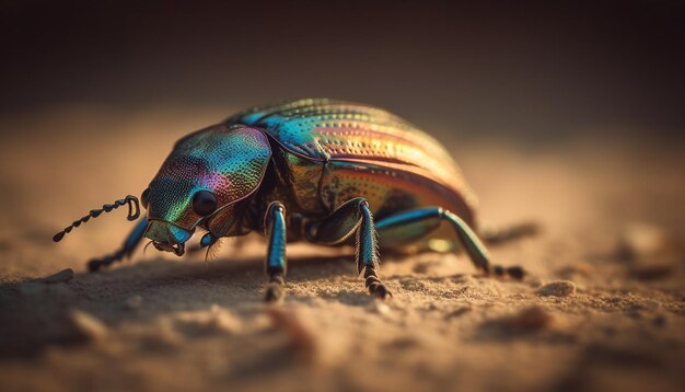 Small weevil crawling on green leaf outdoors generated by AI