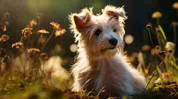 Free photo small white and brown dog background