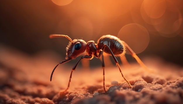 Foto gratuita piccola ape gialla su foglia verde impollinatrice generata dall'ia