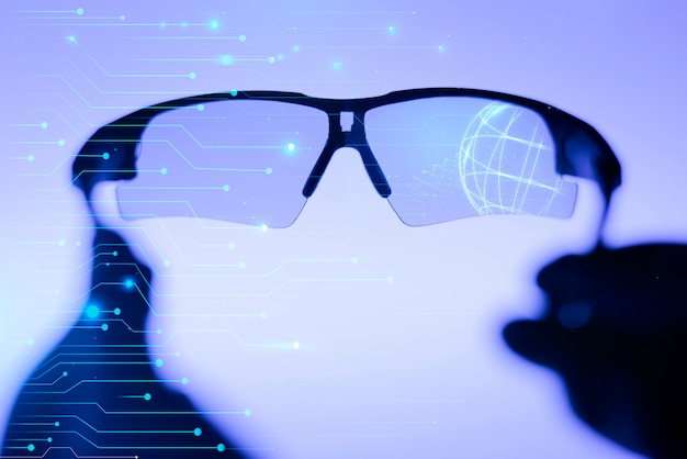 Бесплатное фото Умные очки с интерактивными линзами, видящие будущее