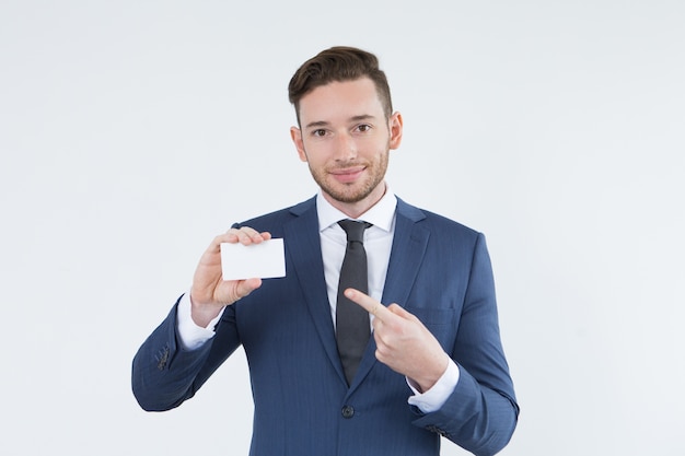 Smart handsome businessman giving recommendations