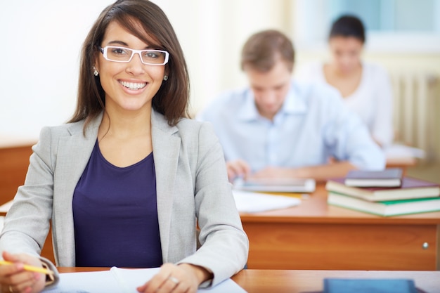 Smart teenager doing an exam