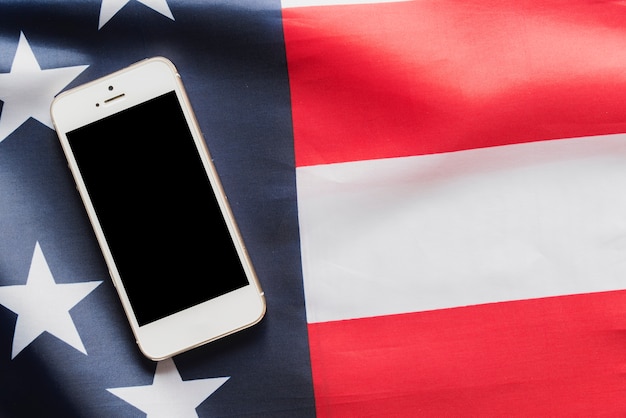 Smartphone on American flag