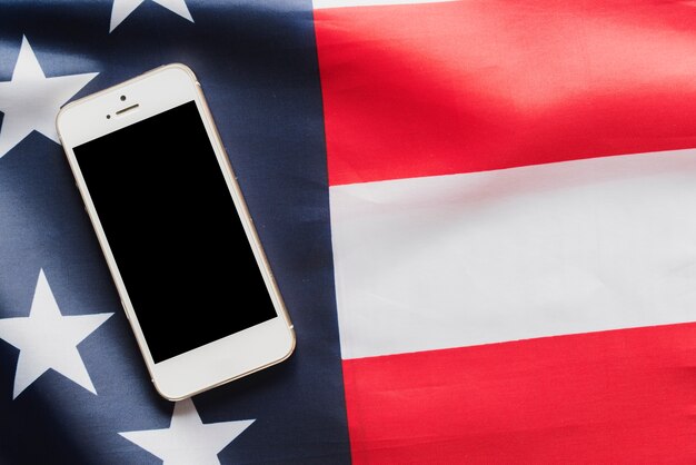 Smartphone on American flag