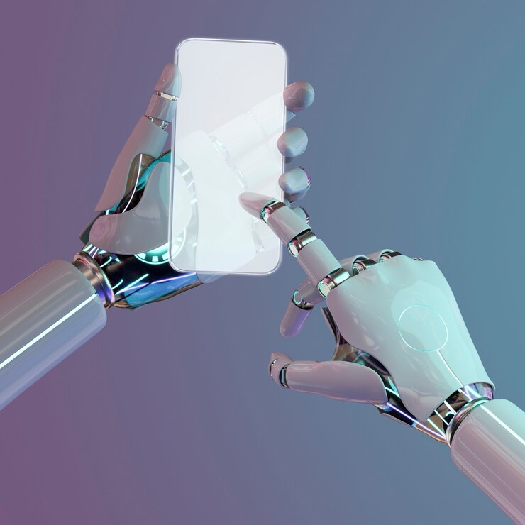 Free Photo smartphone artificial intelligence, futuristic communication network technology