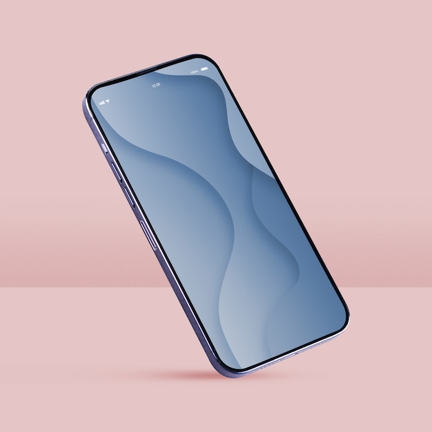 Smartphone balancing with pink background