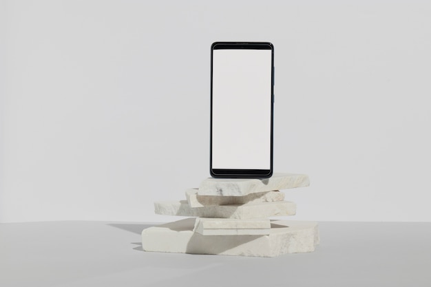 Smartphone minimal display on marble