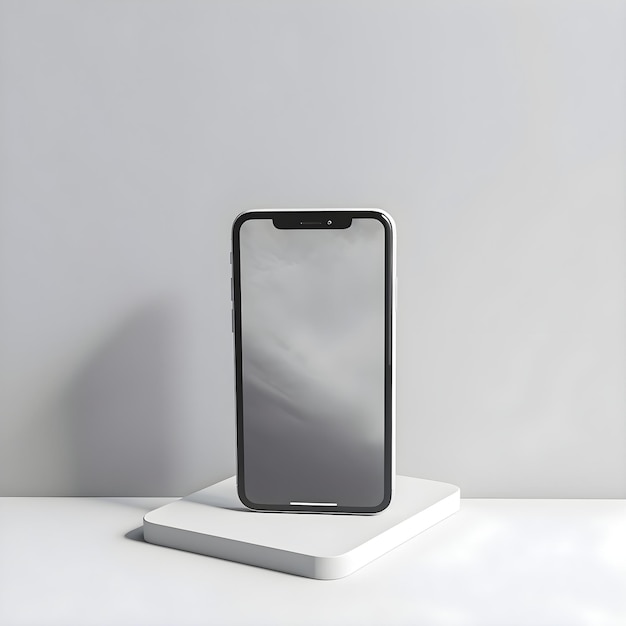 Smartphone mockup on the white table 3d rendering