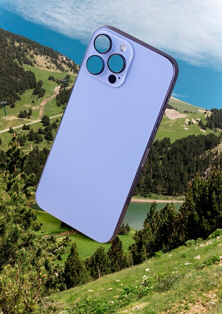 Smartphone in nature concept