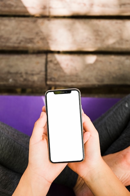 Free photo smartphone template with yoga concept