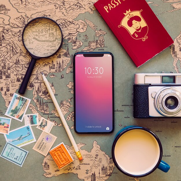Smartphone in travel items