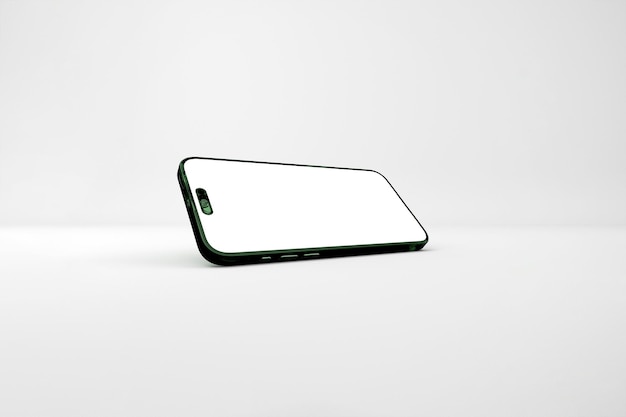 白い背景のスマートフォンと空の画面