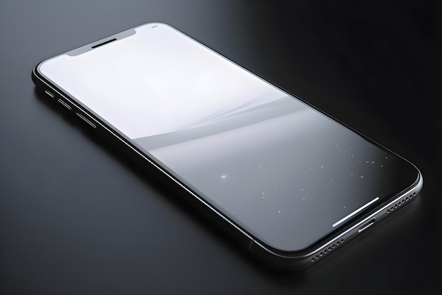 Смартфон с пустым экраном на черном фоне 3D-рендера