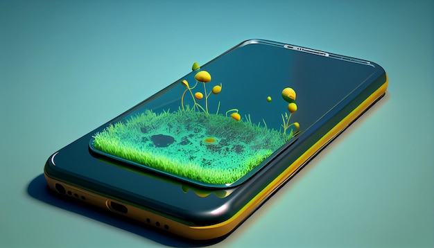 꽃 정원 장면 생성 AI가 탑재된 스마트폰