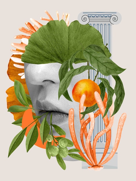 Smelling sense and fruit collage