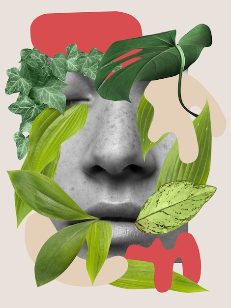 Smelling sense and plants collage
