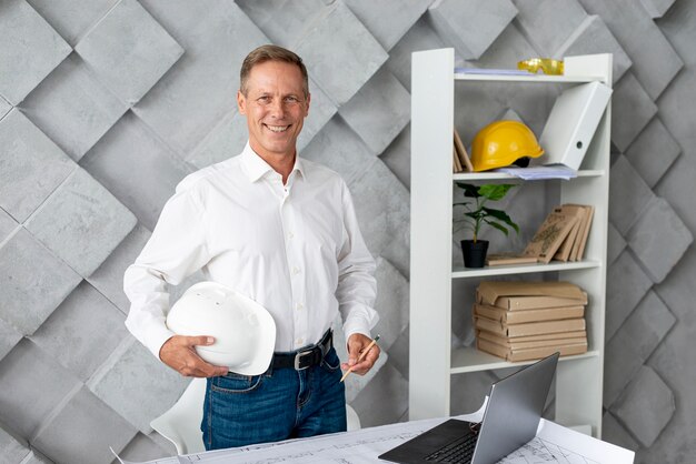 smiley architect at the office