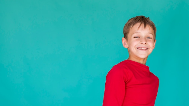 Smiley boy with copy space