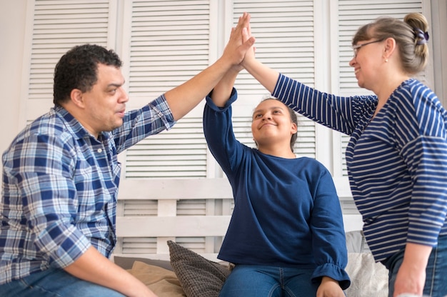 Smiley family high five