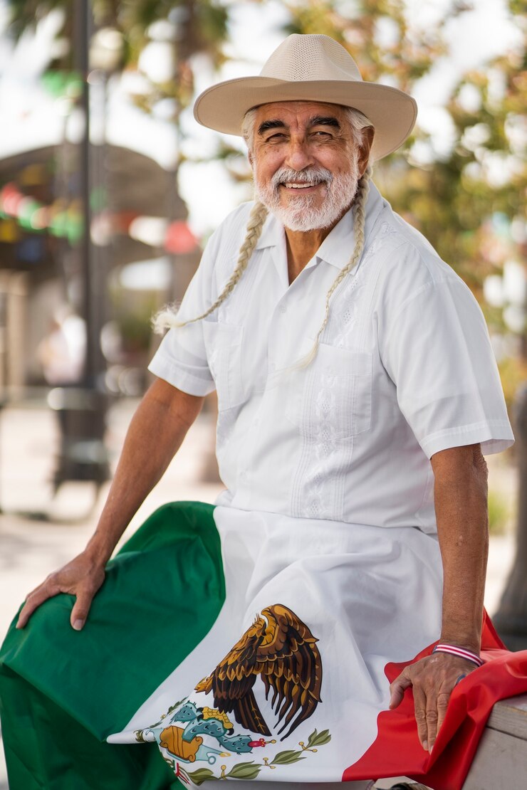 Free Photo smiley old man with mexican flag medium shot