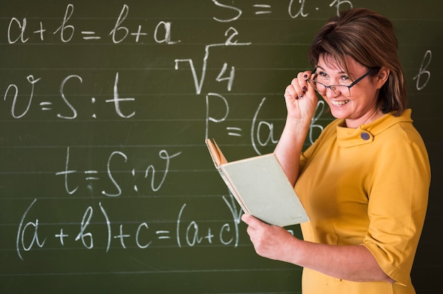 Smiley teacher in class