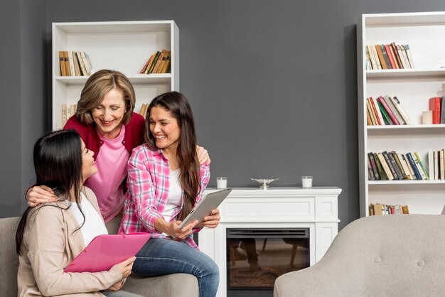 Smiley womens meeting at home