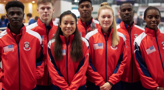 Smiling athletes in sports uniform celebrate success together generated by ai
