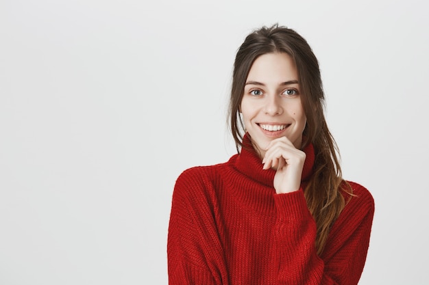 Smiling attractive woman looking camera