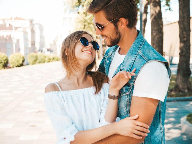 Smiling beautiful girl and her handsome boyfriend. 