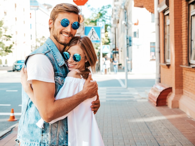 Smiling beautiful girl and her handsome boyfriend