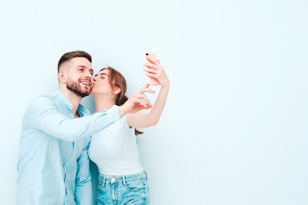 Smiling beautiful woman and her handsome boyfriend