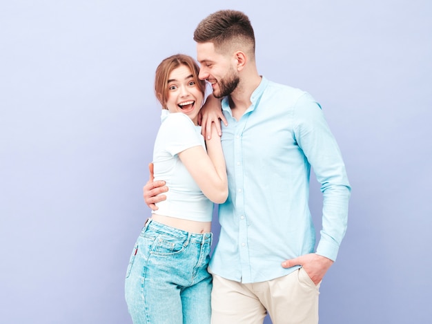 Smiling beautiful woman and her handsome boyfriend