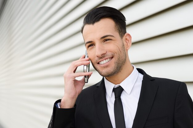 Smiling businessman with good news