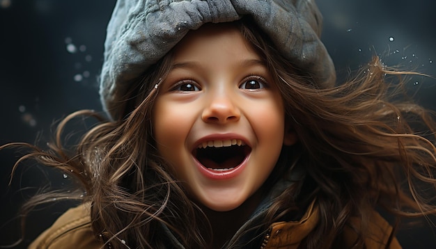 인공 지능에 의해 생성 된 웃는 쾌활하고 행복 백인 민족 어린이 기쁨 아름다움
