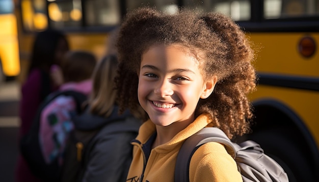 Foto gratuita bambino sorridente istruzione felicità infanzia ragazza allegra generata dall'ia