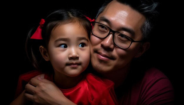 Free photo smiling family of five sharing love indoors generated by ai