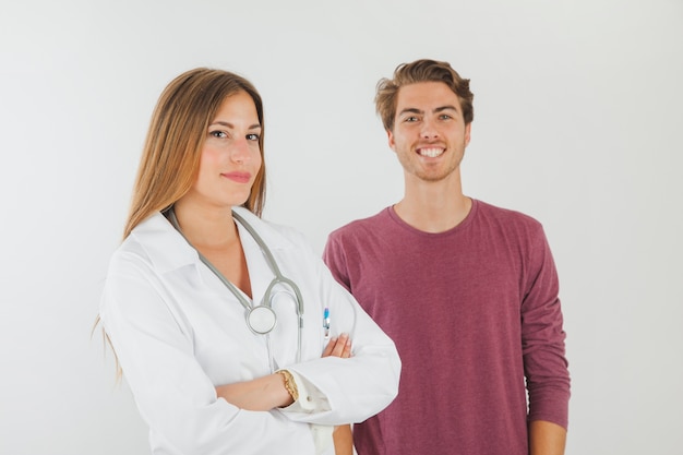 Smiling female doctor with patient