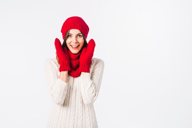 Smiling female in warm clothes